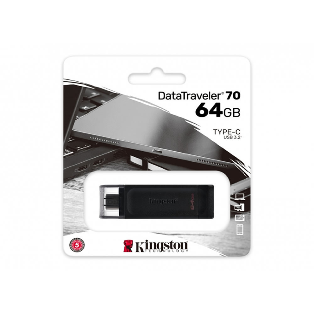 Kingston 64GB Black Pendrive Data Traveler 70 3.2 USB-C