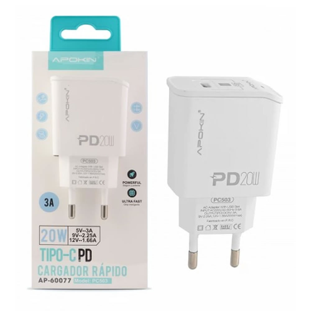 Apokin PC503 White Type-C 3A 20W USB Adapter