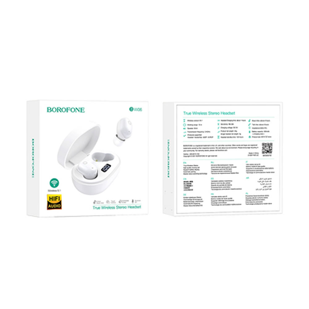 Borofone BW06 White Bluetooth TWS Earbuds
