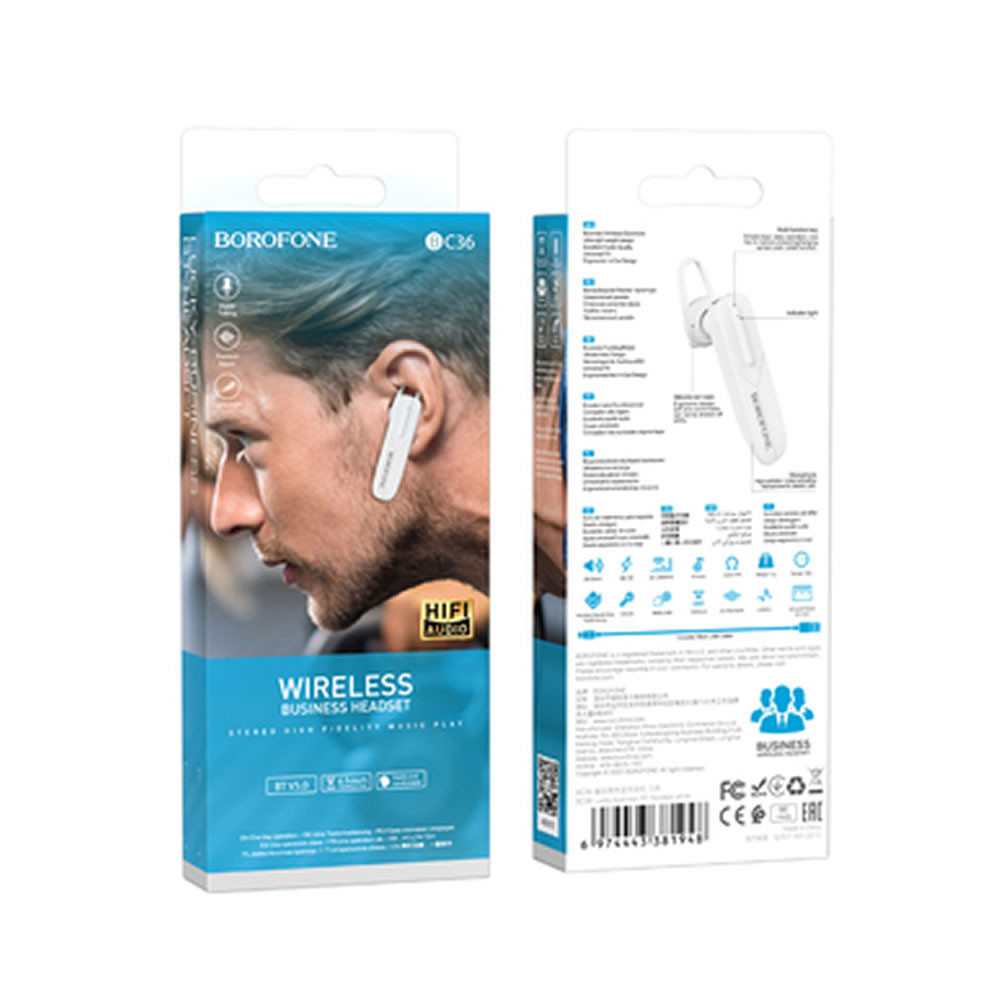 Borofone BC36 White Wireless Earphones