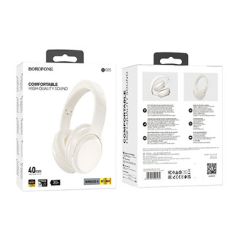 Borofone BO25 White 40mm Wireless Bluetooth And Aux Headphones