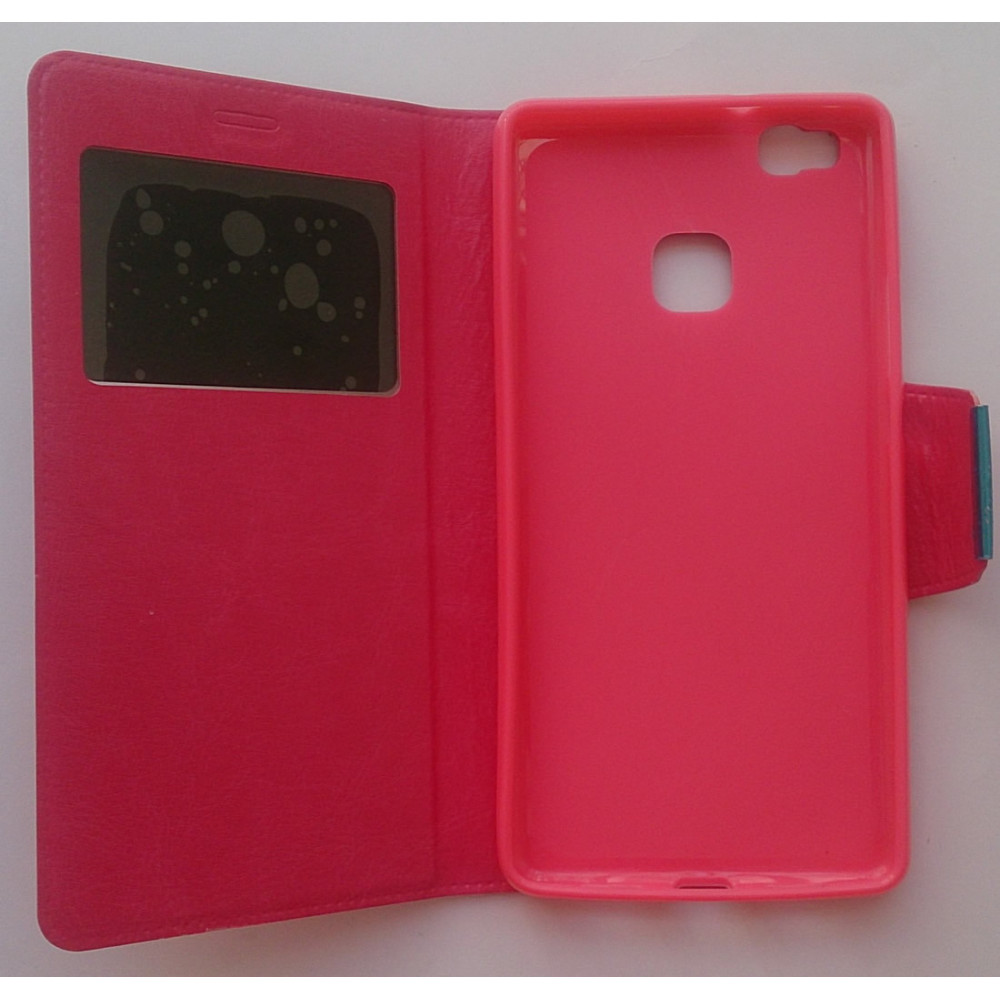 Capa Flip Cover Com Janela Huawei P9 Lite G9 Lite Rosa