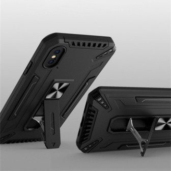 Anti-shock Armor Carbon Silicone Case Samsung Galaxy A22 4G Black Kickstand