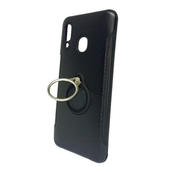 Capa Silicone Dura E Metal Com Anel De Dedo Samsung Galaxy A30 Preto