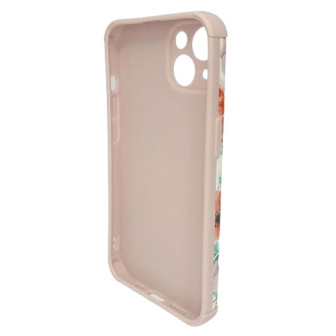 Capa Silicone Gel Com Desenho Flor Apple Iphone 13 6.1" Rosa Protetor De Câmera