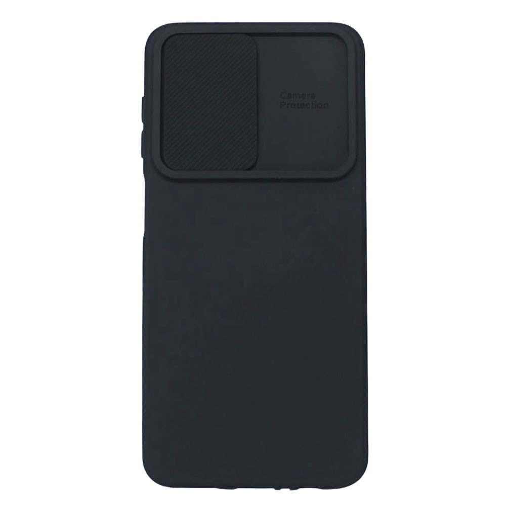 Capa Silicone Gel Samsung Galaxy A13 5G Preto Com Protetor De Câmera E Janela Deslizante