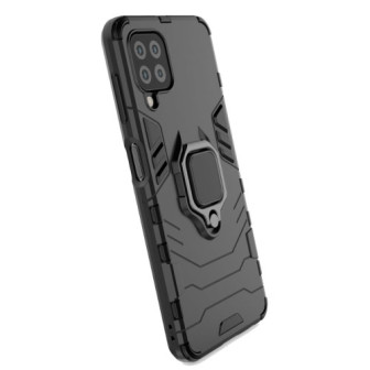Capa Silicone Anti-Choque Armor Carbon Samsung Galaxy A12 Preto Ring Armor Com Protetor De Câmera
