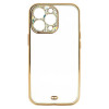 Capa Silicone Gel Apple Iphone 14 Pro Dourado Com Protetor De Câmera Brilhante