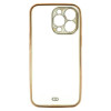 Apple Iphone 14 Pro Gold With Camera Protector And Glitter Stones Silicone Gel Case