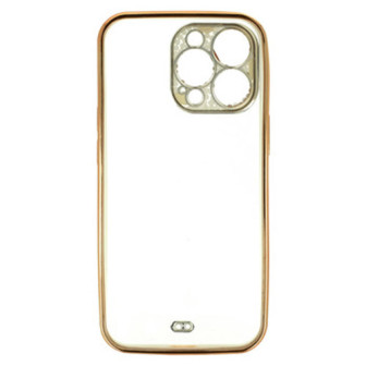 Capa Silicone Gel Apple Iphone 14 Pro Max Dourado Com Protetor De Câmera Brilhante