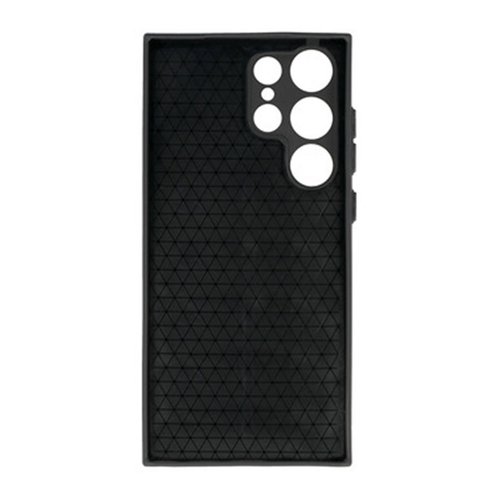 Samsung Galaxy S23 Ultra Black Leather Cushioned Silicone Case With Camera Protector D2