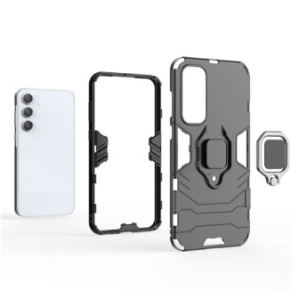 Samsung Galaxy A35 5G Black Ring Armor Armor Carbon Anti-Shock Silicone Case