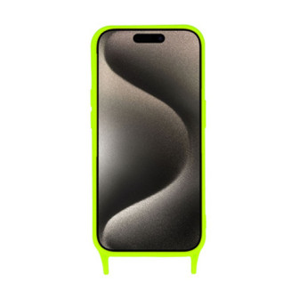 Capa Silicone Apple Iphone 15 Pro Max Verde Lima Com Protetor De Câmera E Corda
