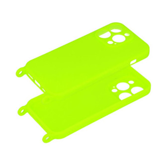 Capa Silicone Apple Iphone 15 Pro Max Verde Lima Com Protetor De Câmera E Corda