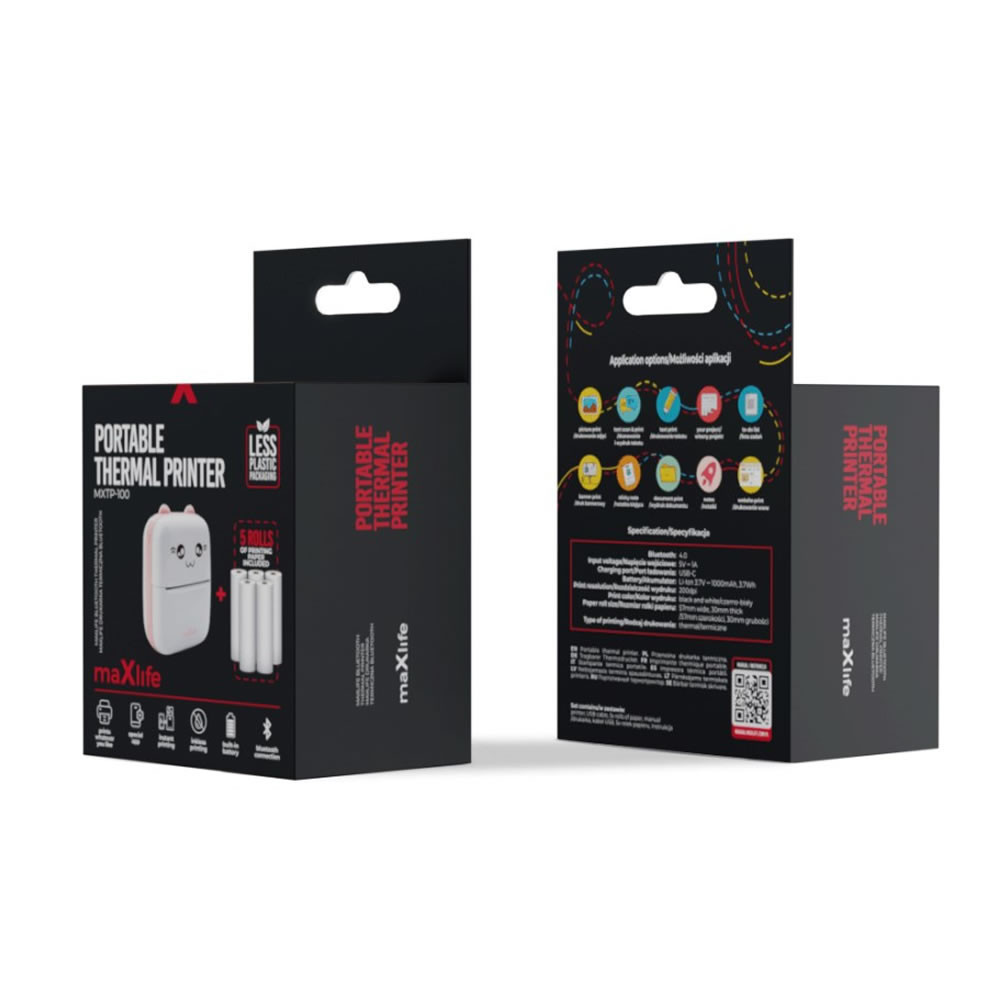 Maxlife MXTP-100 Pink Bluetooth Thermal Printer