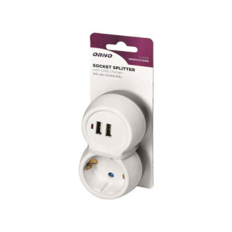 Adaptador Usb Orno Or-Ae-13246 Branco 12w/2.4a/2 Usb E Soquete