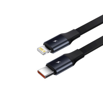 Carregador De Isqueiro Baseus Cgtx000001 Preto 30w Com Cabo Usb-C E Lightning Retrátil