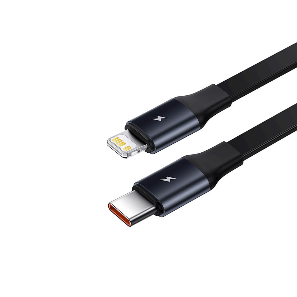 Carregador De Isqueiro Baseus Cgtx000001 Preto 30w Com Cabo Usb-C E Lightning Retrátil