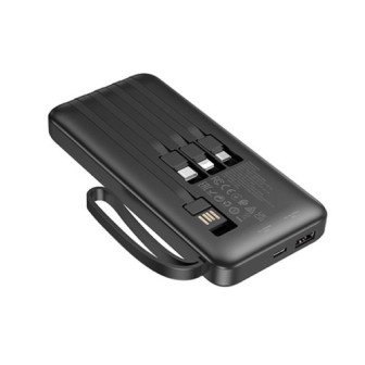 Power Bank Borofone BJ53 Preto 10000mAh 2 Input E Cabos USB/USB-C/Lightning/Micro