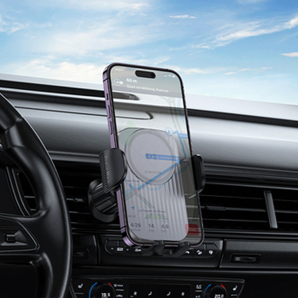 Suporte Com Carregador Borofone Bh221 Preto 15w Wireless Para Ventilação