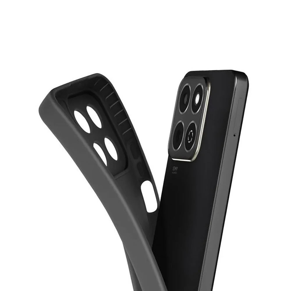 Capa Silicone Gel Huawei Honor 200 Smart Preto Com Protetor De Câmera