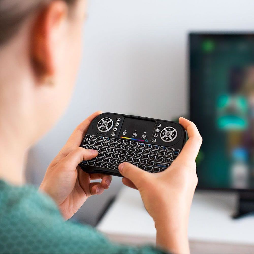 Teclado Touchpad Rebel Kom0973 Preto Usb 2.4ghz Sem Fios