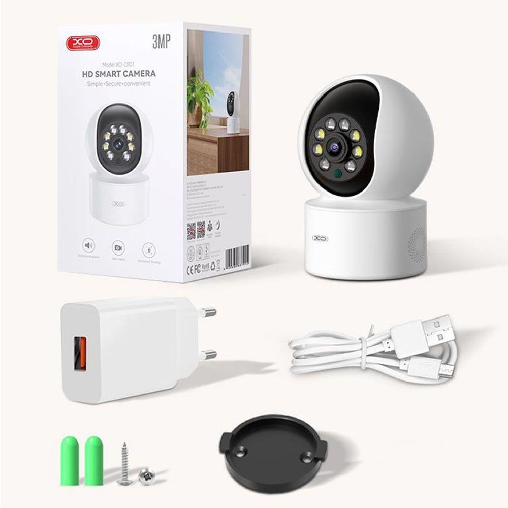XO CR01 White 3MP Panoramic Pan/Tilt Wifi Camera