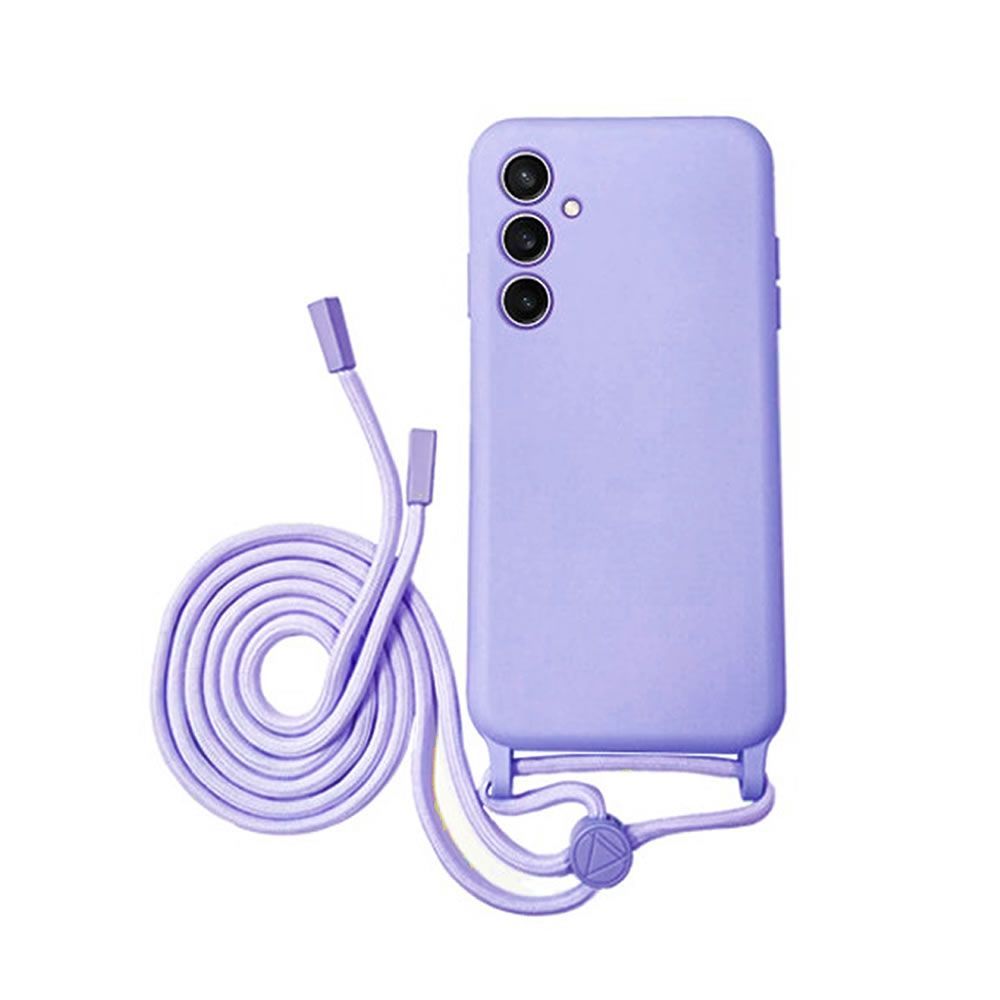 Capa Silicone Samsung Galaxy A26 Lilás Com Protetor De Câmera E Corda