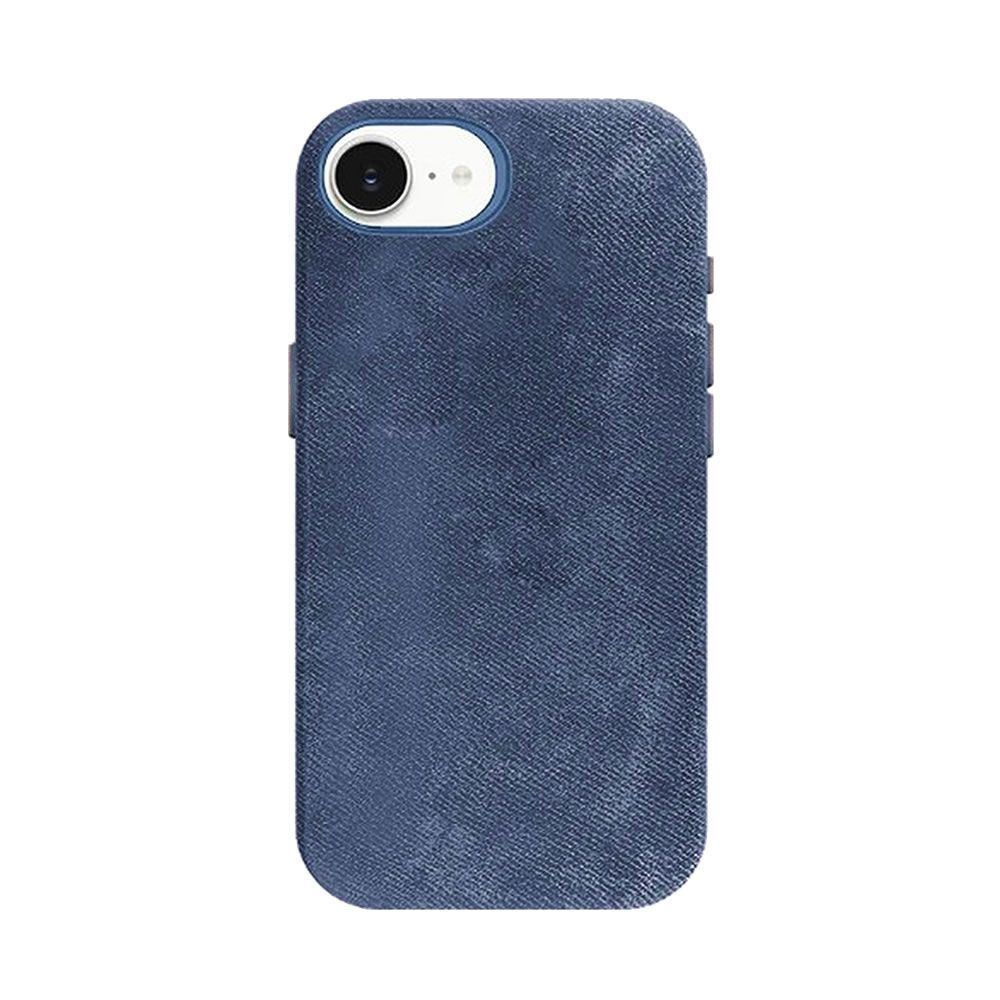 Apple iPhone 16e Dark Blue Leather Hard Silicone Case With MagSafe