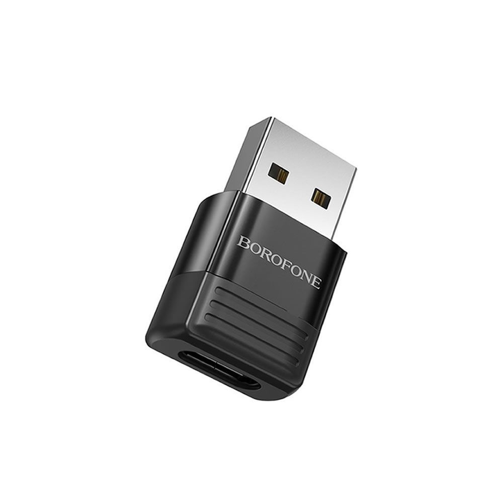 Adaptador Borofone BV18 Preto USB-A Para USB-C 3A 5V