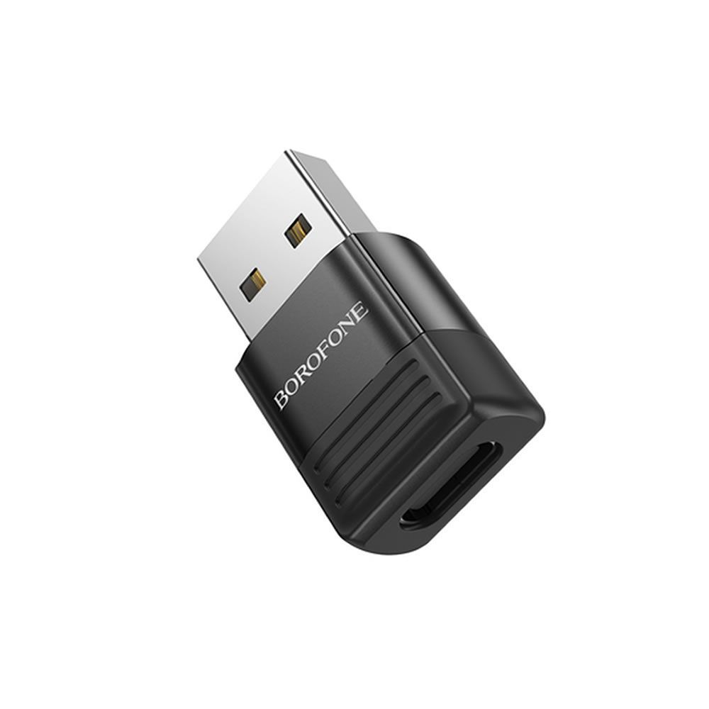 Adaptador Borofone BV18 Preto USB-A Para USB-C 3A 5V