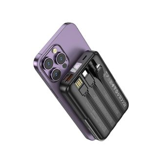 Borofone BJ67 Black 10000mAh Power Bank With MagSafe And USB-A, USB-C And Lightning Cable