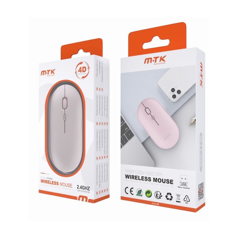 Rato Wireless MTK TG7223 Rosa 2.4ghz 1000/1200/1600 DPI