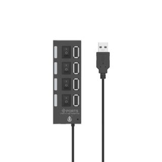 Adaptador HUB One Plus NG6054 Preto 2.0 Com 4 Portas USB E Interruptor