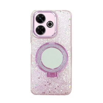 Xiaomi Redmi 13 4G/5G Pink Hard Silicone Case With Finger Ring And Mirror