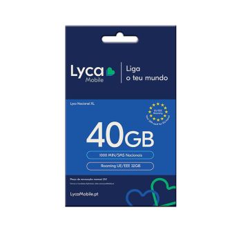 Cartao SIM Lyca 40GB 500min/SMS