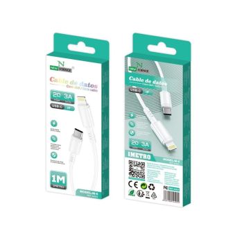Cabo De Dados USB Tipo C Para Lightning New Science M-6 Branco 20W 3.0A 1m