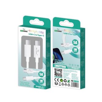 Cabo De Dados USB Tipo C Para Tipo C New Science X-7 Branco 5A 1m