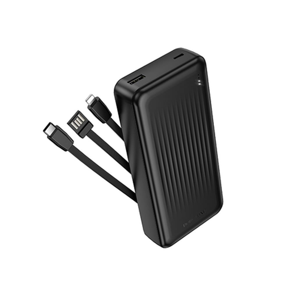 Borofone BJ79A Black 20000mAh Power Bank With USB-A/USB-C And Lightning Cable