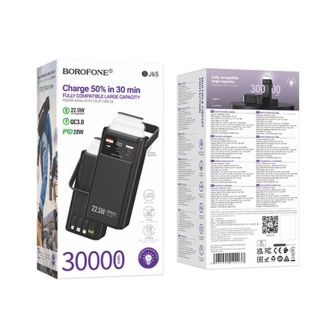 Power Bank Borofone BJ65A Preto 50000mAh 22.5W 3.0A 3 Inputs E 6 Outputs