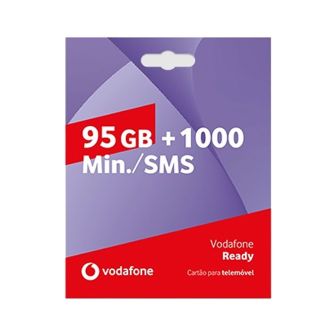 Cartão Sim Vodafone Ready 95gb+1000min./Sms Inclui 4 Semanas De Tarifário