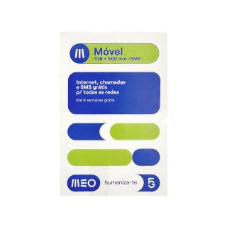 Cartão Sim Meo Top Total 1GB+500 Min