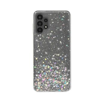 Capa Silicone Com Desenho Bling Glitter Samsung Galaxy A13 4G Transparente Com Protetor De Câmera