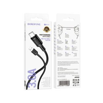 Borofone BX111 Black USB Type-C Data Cable 3.0A 1m