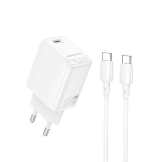 Carregador 240V Borofone BN26 Branco 20W 3.0A USB-C Para Tipo-C