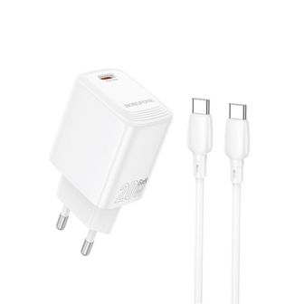 Borofone BN26 White 240V Charger 20W 3.0A USB-C To Type-C