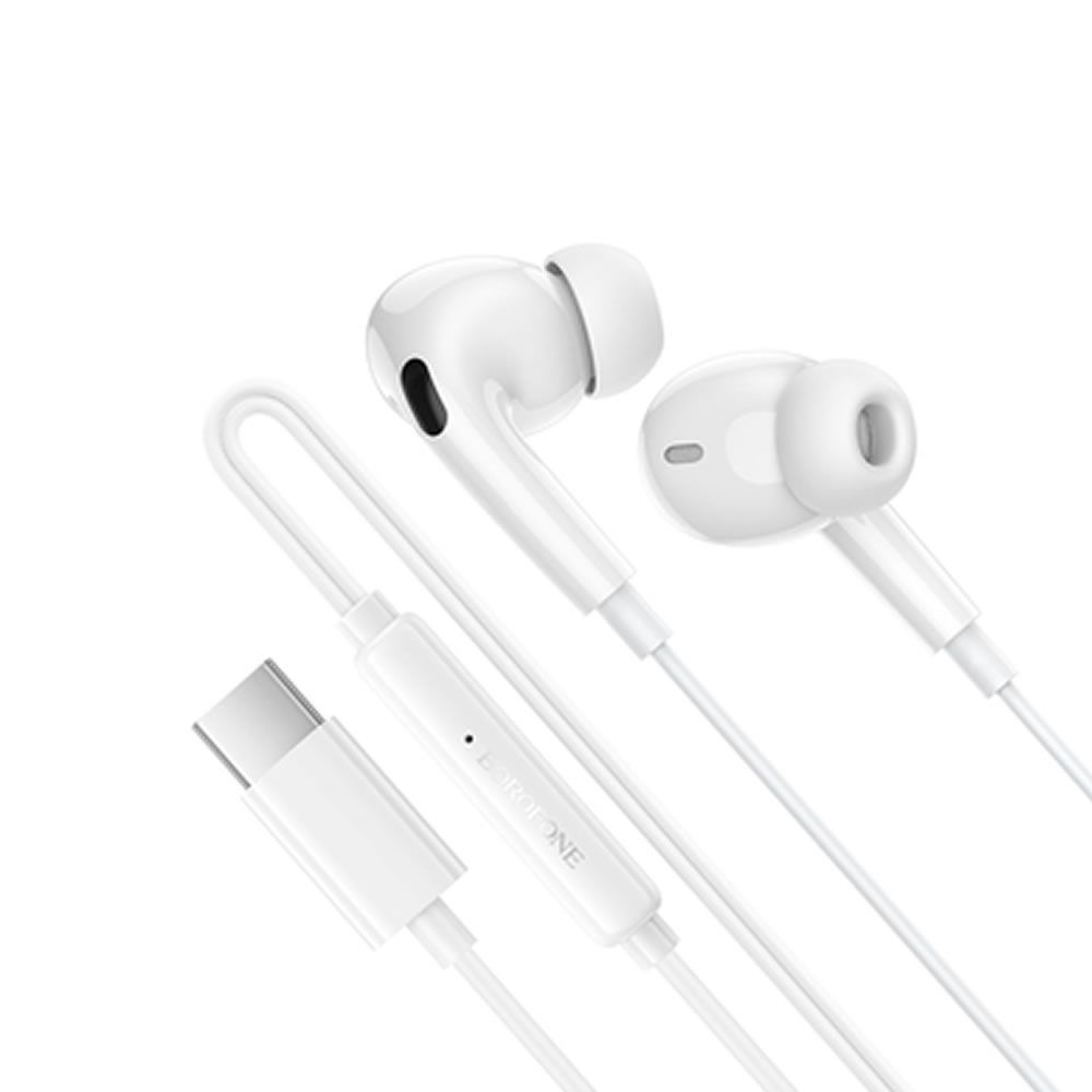 Borofone BM100 Pro White Headphones 1.2m Type-C With Microphone