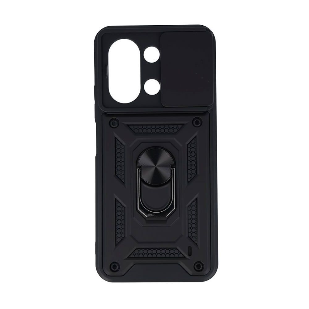 Capa Silicone TPU Com Anel De Dedo Xiaomi Redmi 15C Com Protetor De Câmera E Janela Deslizante