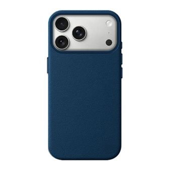 Capa Silicone Dura Apple Iphone 17 Pro Max Azul Couro