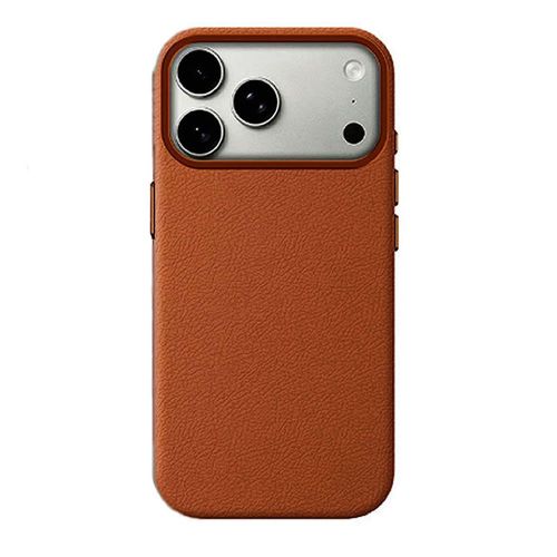 Apple Iphone 17 Pro Max Brown leather Hard Silicone Case